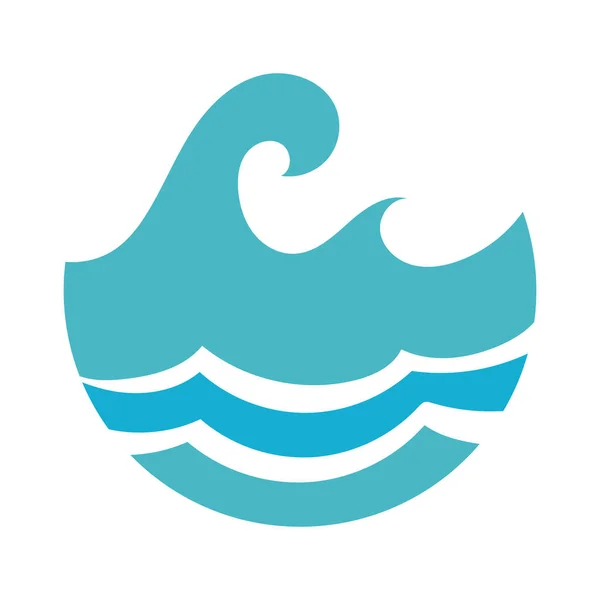 Water waves ocean flat style icon — Stock Vector