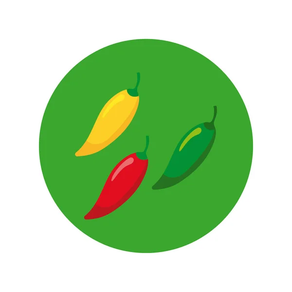 Poivre légumes mexicain bloc de culture et icône de style plat — Image vectorielle