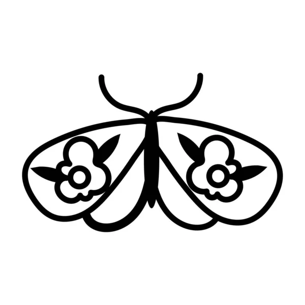 Красивая бабочка насекомое с цветами плоский стиль — стоковый вектор