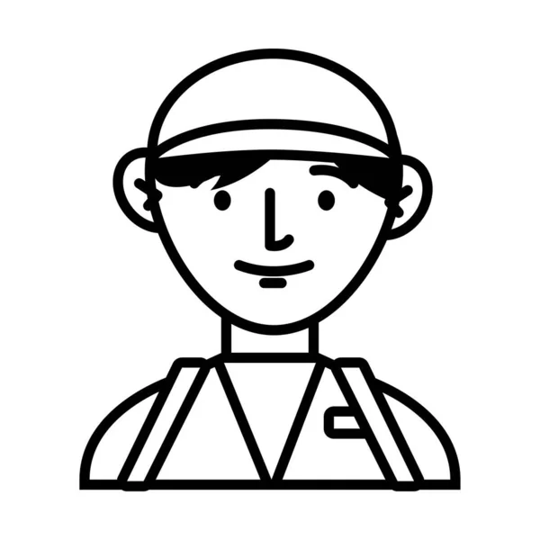 Delivery service worker line style icon — Stock Vector
