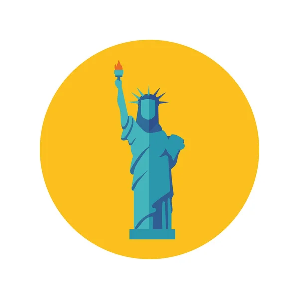 Nowy Jork Statua Wolności blok i płaski styl — Wektor stockowy