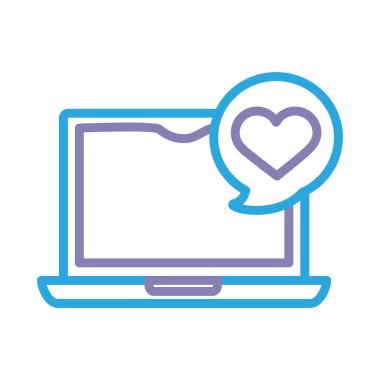 Kalplerin dayanışma çizgisi biçimli dizüstü bilgisayar