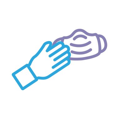 Yüz maskesi biçimi simgesi olan el