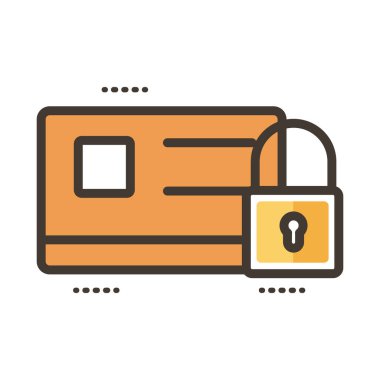 Asma kilit satırlı kredi kartı ve biçim simgesini doldur