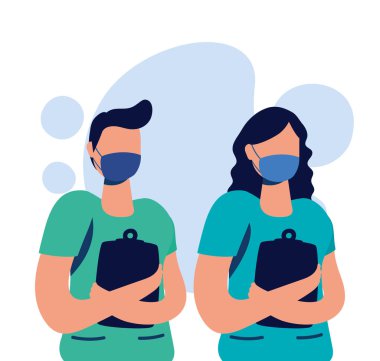 Doktor ve maskeli çift.