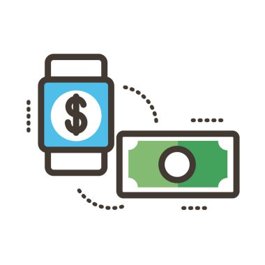 Akıllı saat satırlı fatura Doları ve biçim simgesi