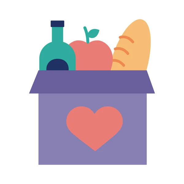 Donationer urna med livsmedel solidaritet platt stil — Stock vektor
