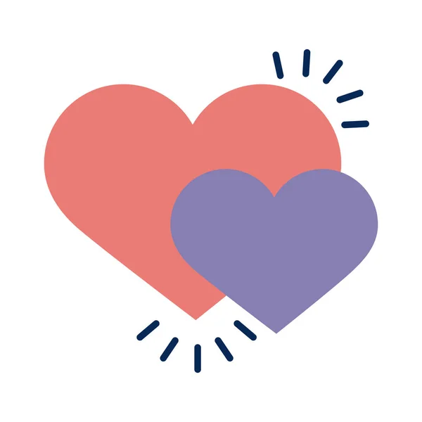 Hearts love flat style icon — Stock Vector