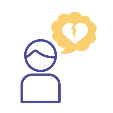 Konuşma baloncukları ve kalp kıran ruh sağlığı çizgisi tarzı olan avatar