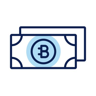 Bitecoin banknotları kripto para birimi satır biçimi simgesi