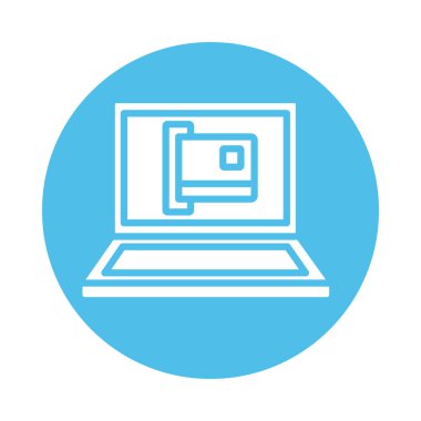 Dizüstü bilgisayar blok biçim simgesinde kredi kartı