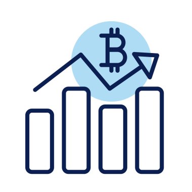 istatistik çubuklu bitcoin kripto para birimi satır biçimi simgesi