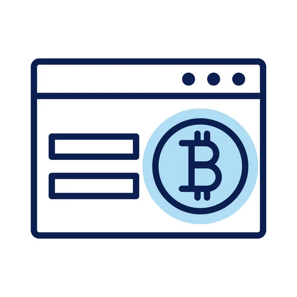 Webseite mit Stil-Symbol für Kryptowährung Bitcoin — Stockvektor