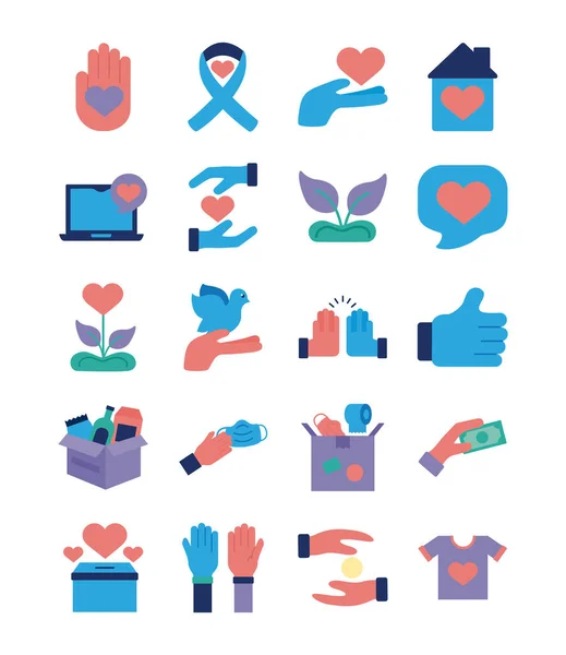 Conjunto de ícones de caridade e solidariedade —  Vetores de Stock