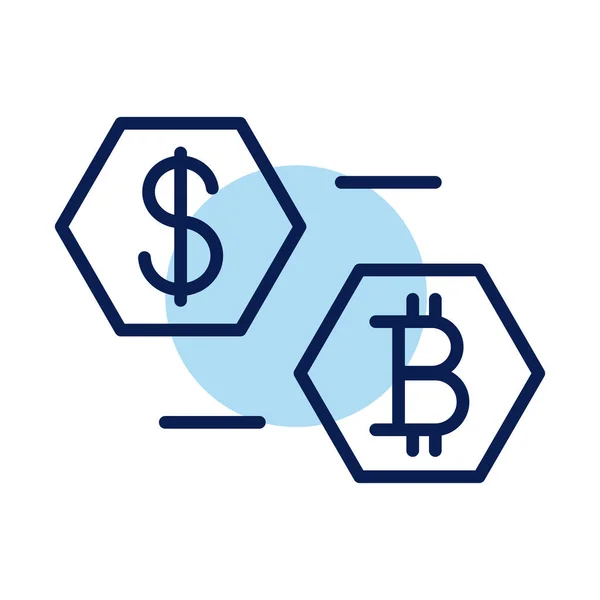 Bitcoin and $crypto currency line icon — стоковий вектор