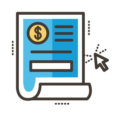 kağıt satırı makbuzu ve biçim simgesi