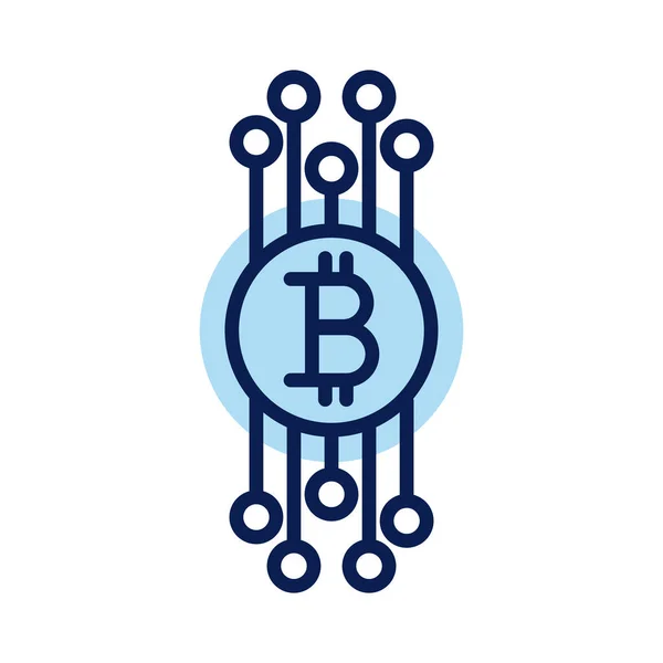 Bitcoin com circuito criptomoeda estilo de linha de moeda — Vetor de Stock