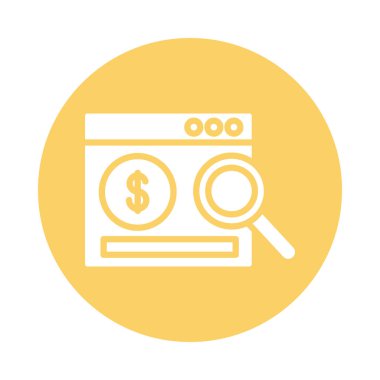 Büyüteç cam blok biçimli web sayfasında bozuk para doları