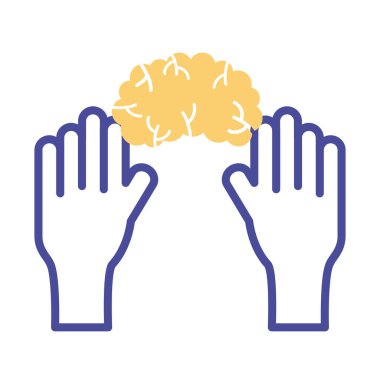 Beyin sağlığı çizgisi simgesi olan eller