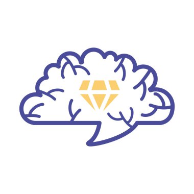 Elmas ruhsal sağlık çizgisi simgesine sahip beyin