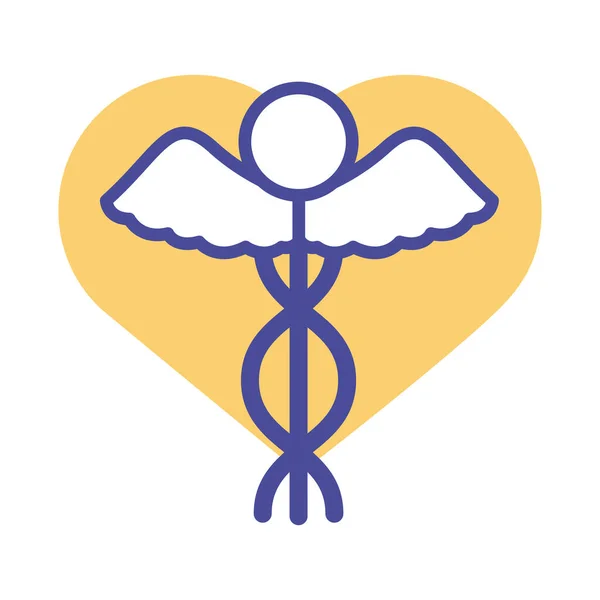 Corazón con símbolo médico línea estilo icono — Vector de stock