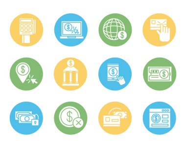 Çevrimiçi bankacılık seti simgeleri demeti