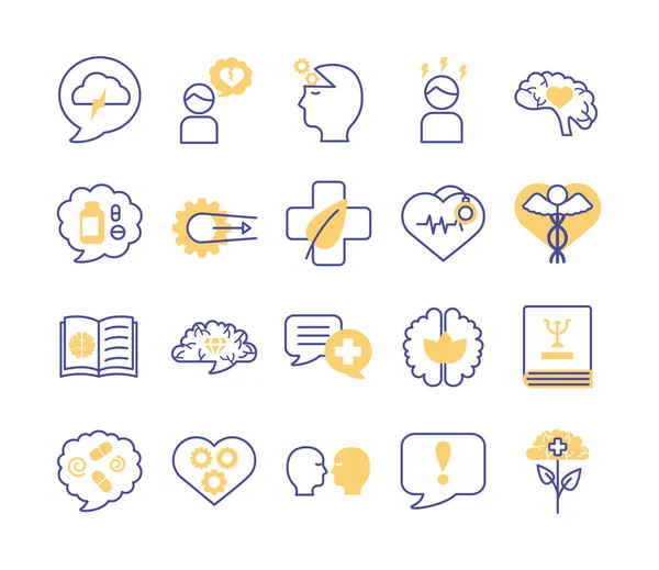 Paquet de santé mentale ensemble icônes — Image vectorielle