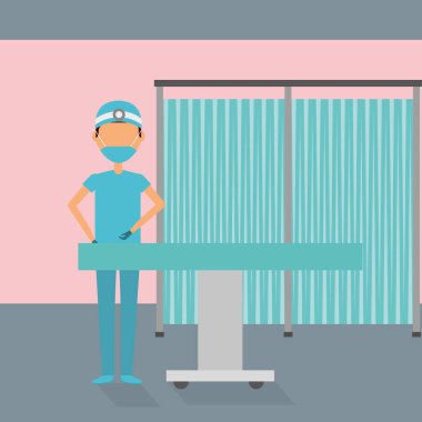 Yüz maskesi ve sedyesi olan doktor.