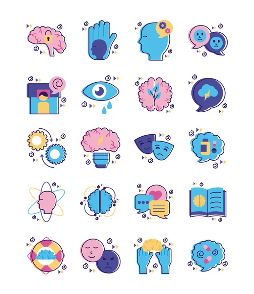 Conjunto de iconos de salud mental — Vector de stock