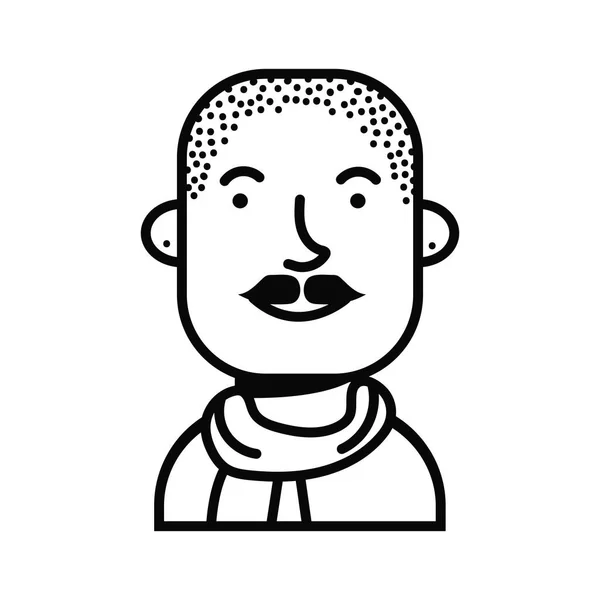 Jovem com bigode avatar personagem —  Vetores de Stock
