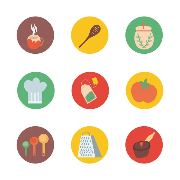 Связка кухни и иконы приготовления пищи — стоковый вектор