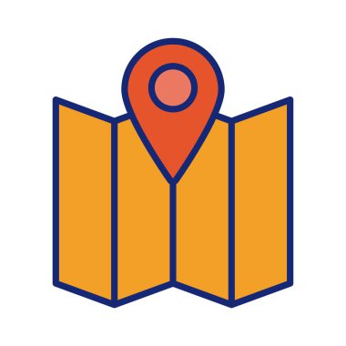 pin konum çizgisi ve doldurma biçimi olan kağıt haritası