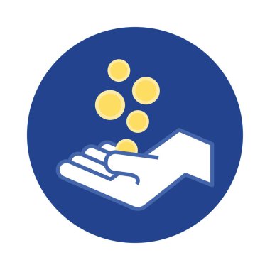 Bozuk paralarla el. Dolar blok ve düz stil.