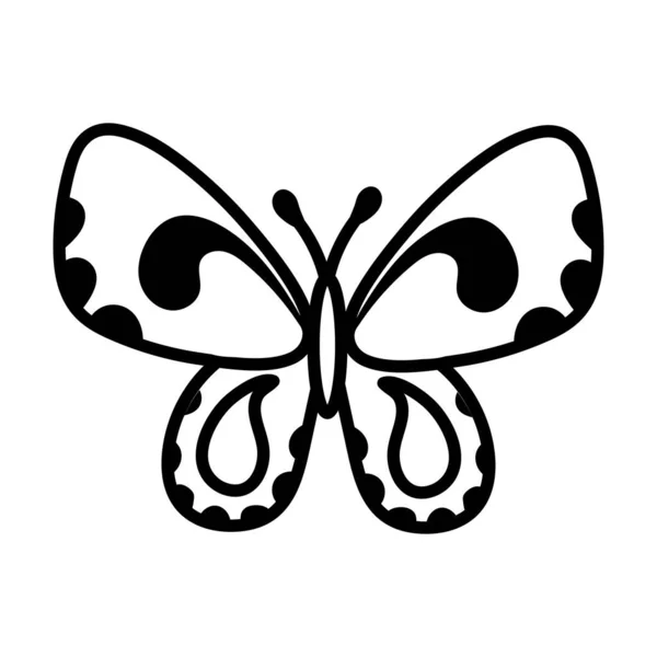 Hermosa mariposa insecto línea estilo icono — Vector de stock