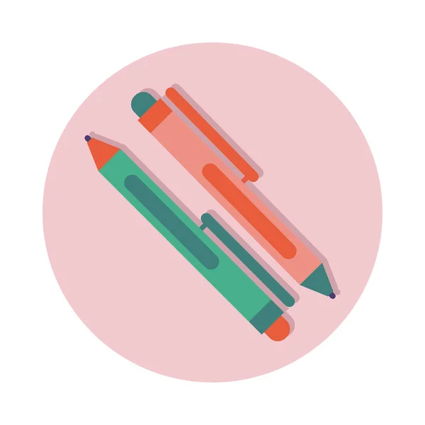 Ligne d'approvisionnement stylo école et style de remplissage — Image vectorielle