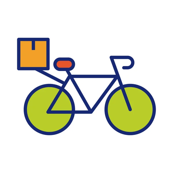 Carton de boîte dans la ligne de service de vélo et le style de remplissage — Image vectorielle