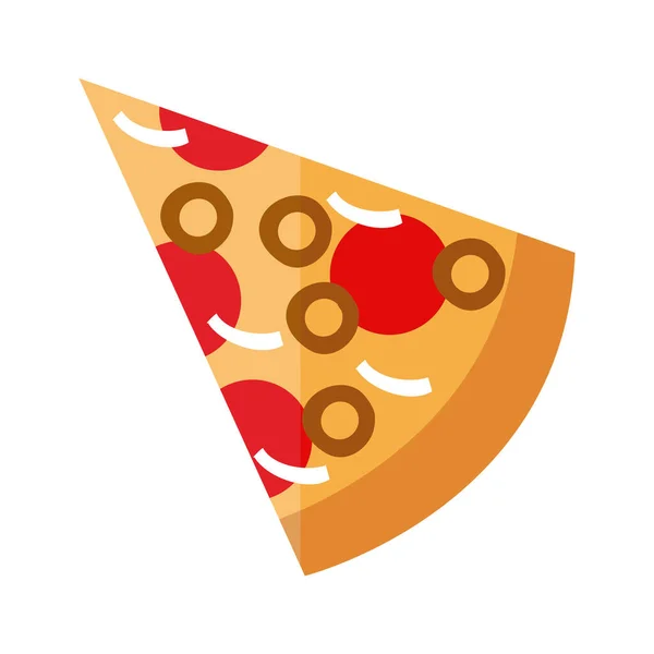 Deliciosa pizza italiana comida rápida plana estilo detallado — Vector de stock