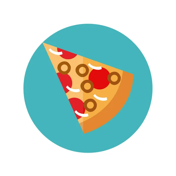 Deliciosa pizza italiana bloque de comida rápida y estilo plano — Archivo Imágenes Vectoriales