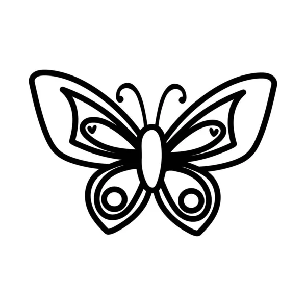 Hermosa mariposa insecto línea estilo icono — Vector de stock