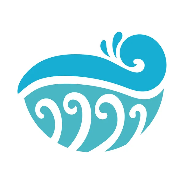 Acqua onda oceano icona in stile piatto — Vettoriale Stock
