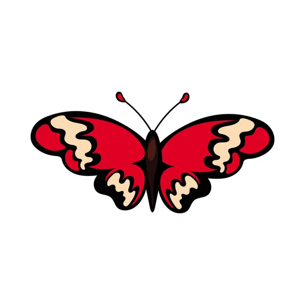 Belle icône de style plat rouge insecte papillon — Image vectorielle