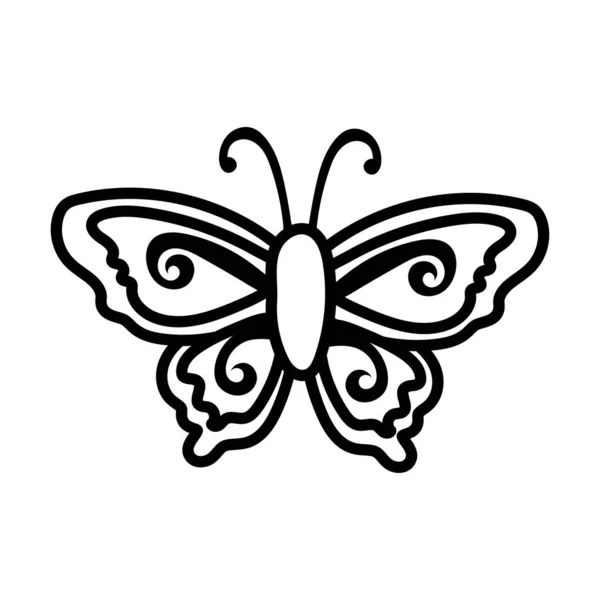 Gyönyörű pillangó rovar vonal stílus ikon — Stock Vector