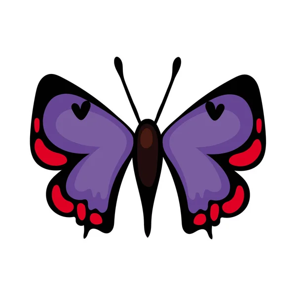 Beautiful butterfly purple insect flat style icon — Stock Vector