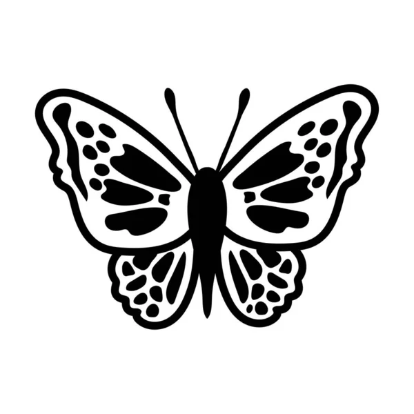 Hermosa mariposa insecto línea estilo icono — Vector de stock