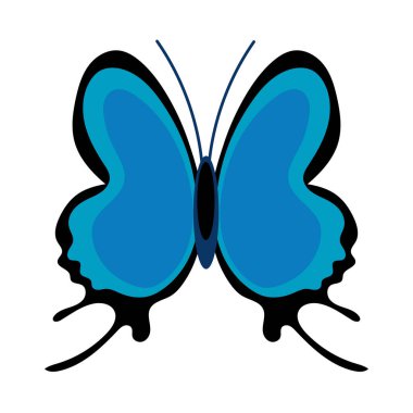 güzel kelebek böceği mavi yassı simge