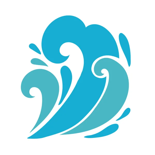 Su dalgaları okyanus düz stil simgesi — Stok Vektör