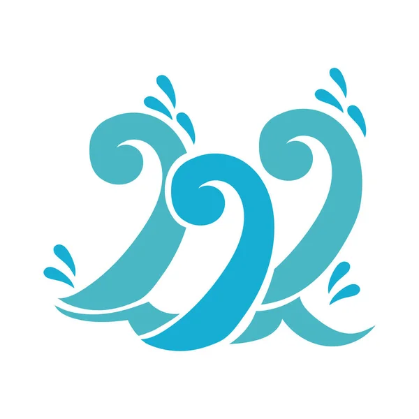 Water golven oceaan platte stijl pictogram — Stockvector