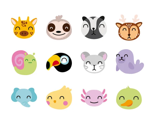 Bundle of cute animals characters — 스톡 벡터
