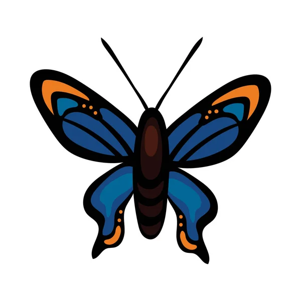 Hermoso icono de estilo plano de insecto azul mariposa — Vector de stock