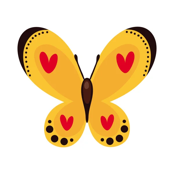 Beautiful butterfly yellow insect flat style icon — Stock Vector